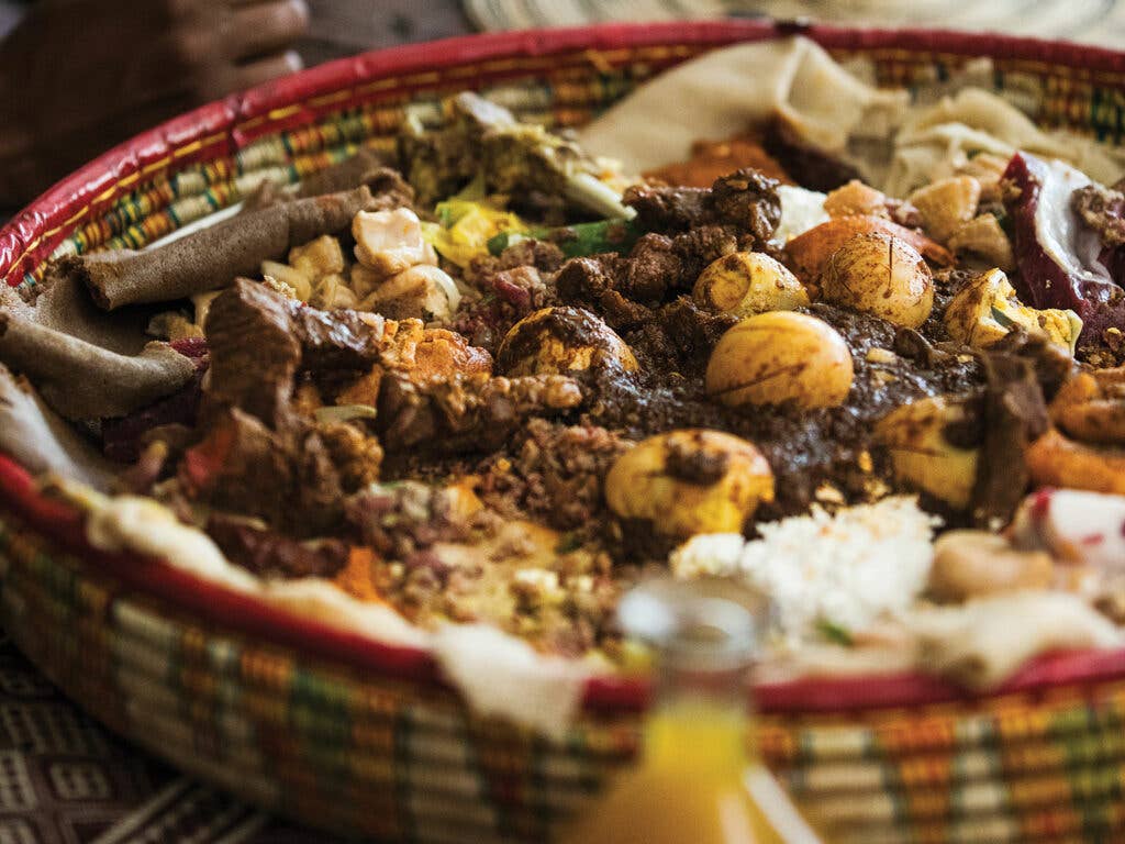 Easter feast on injera