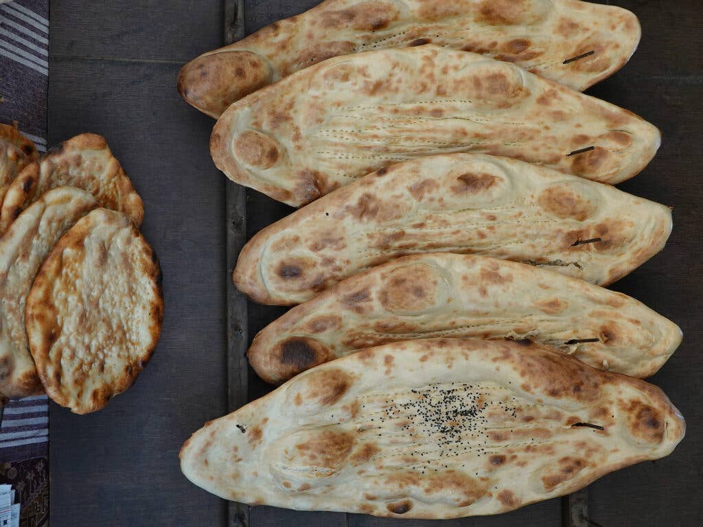 Large diamond-shaped Afghan breads