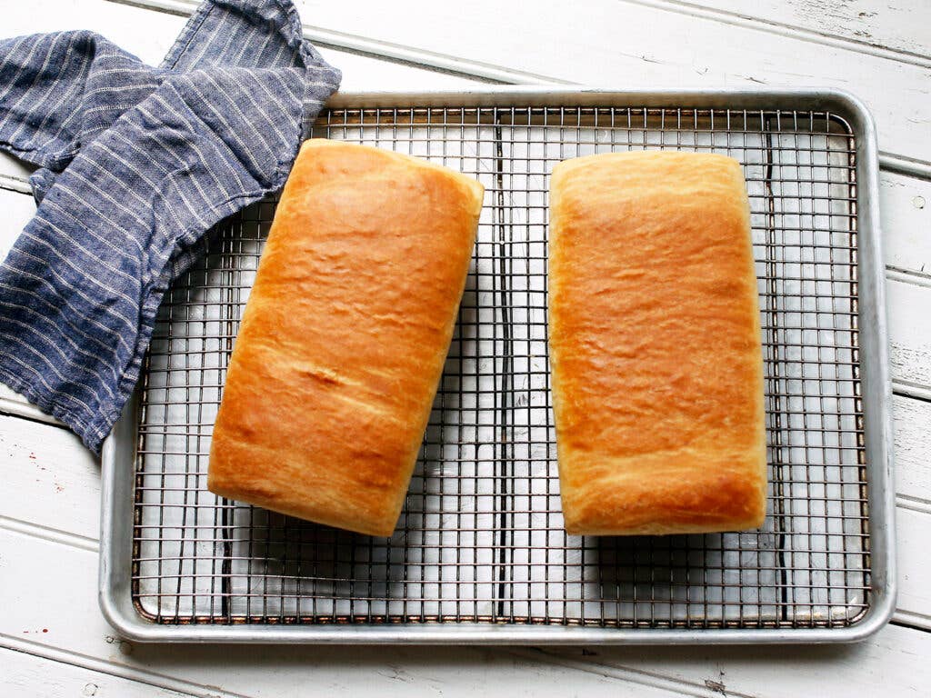 brioche loaves on pan