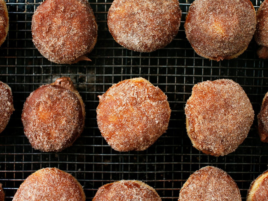 Cinnamon-Sugar Donuts with Chocolate Filling