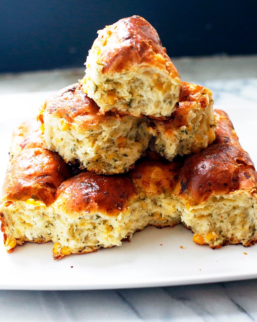 Brioche Buns With Sweet Corn, Cheddar, and Cilantro Brioche Buns with Sweet Corn, Cheddar, and Cilantro
