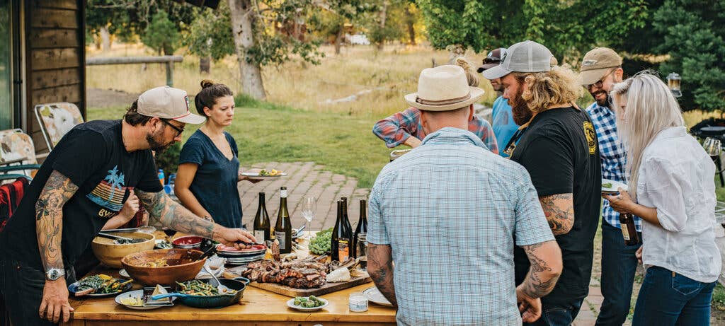 A group of hungry people around the table