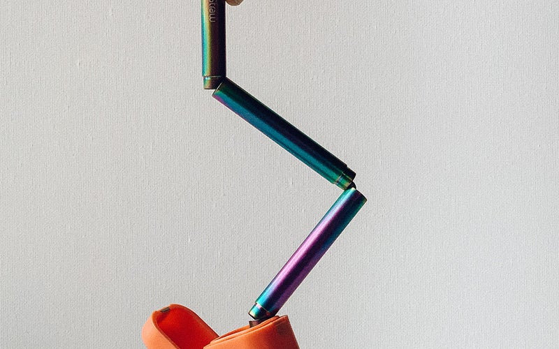 Final Straw Collapsible Reusable Metal Straw with Case, Cleaning Brush, and 100% Silicone Tips (Porpoise-Ful Purple Case, Silver Stainless Steel)