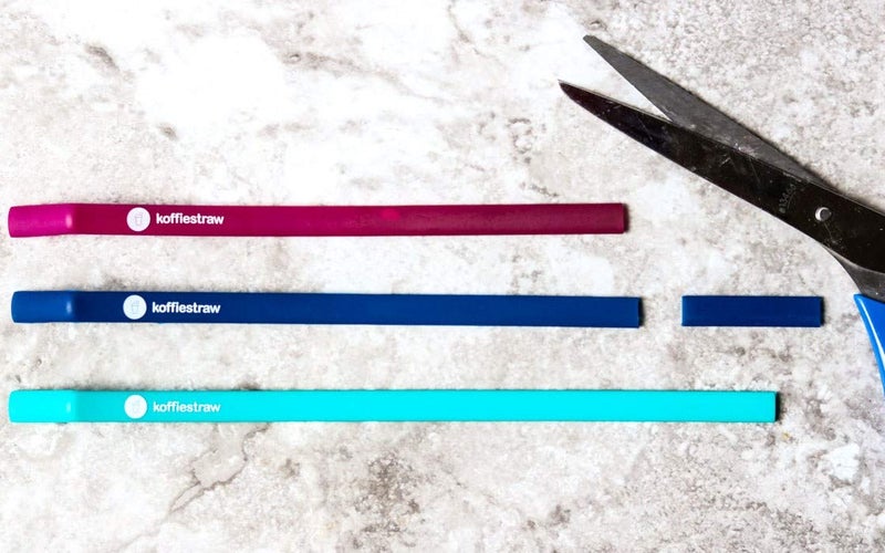 Koffie Straw NAVY in both sizes (2 straws: 8", 10", and a brush)