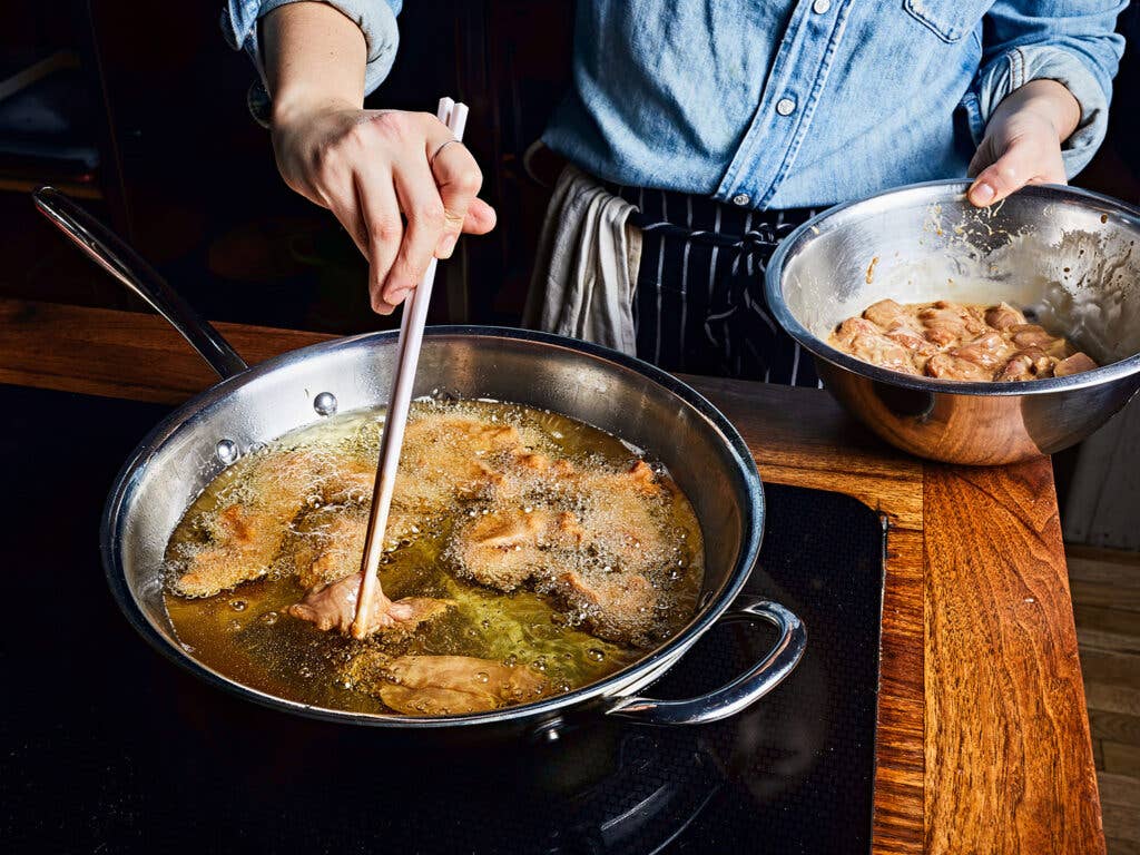 deep frying chicken