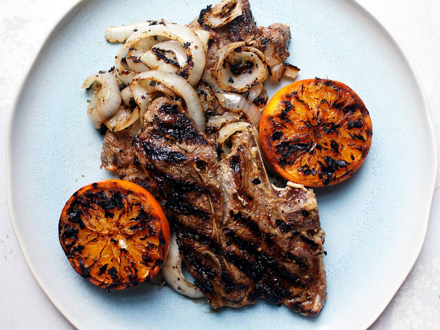 Grilled Yogurt-Marinated Lamb Shoulder Chops