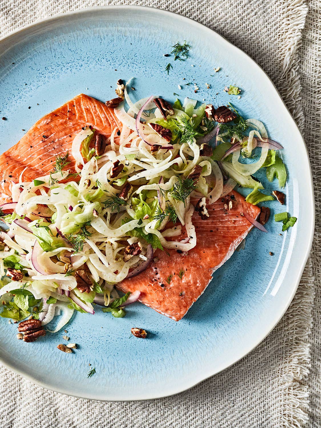 Roasted Salmon with Fennel and Pecans