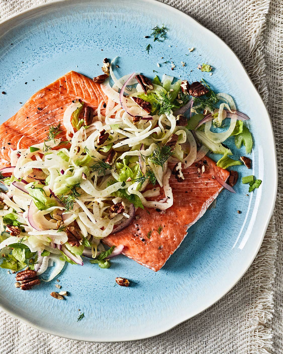 Roasted Salmon with Fennel and Pecans