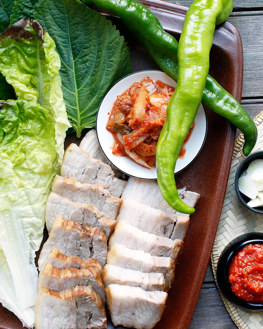 Korean Pork-Belly Wraps (Bo Ssam)