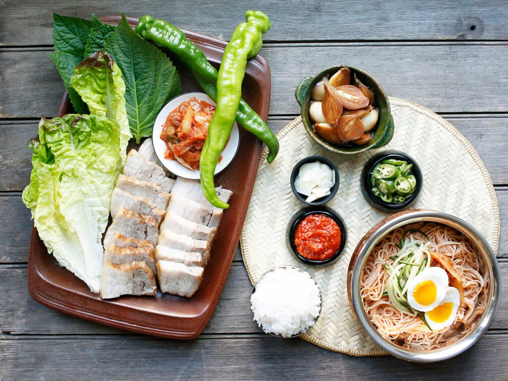 Saecham fare: bo ssam and bibimguksu