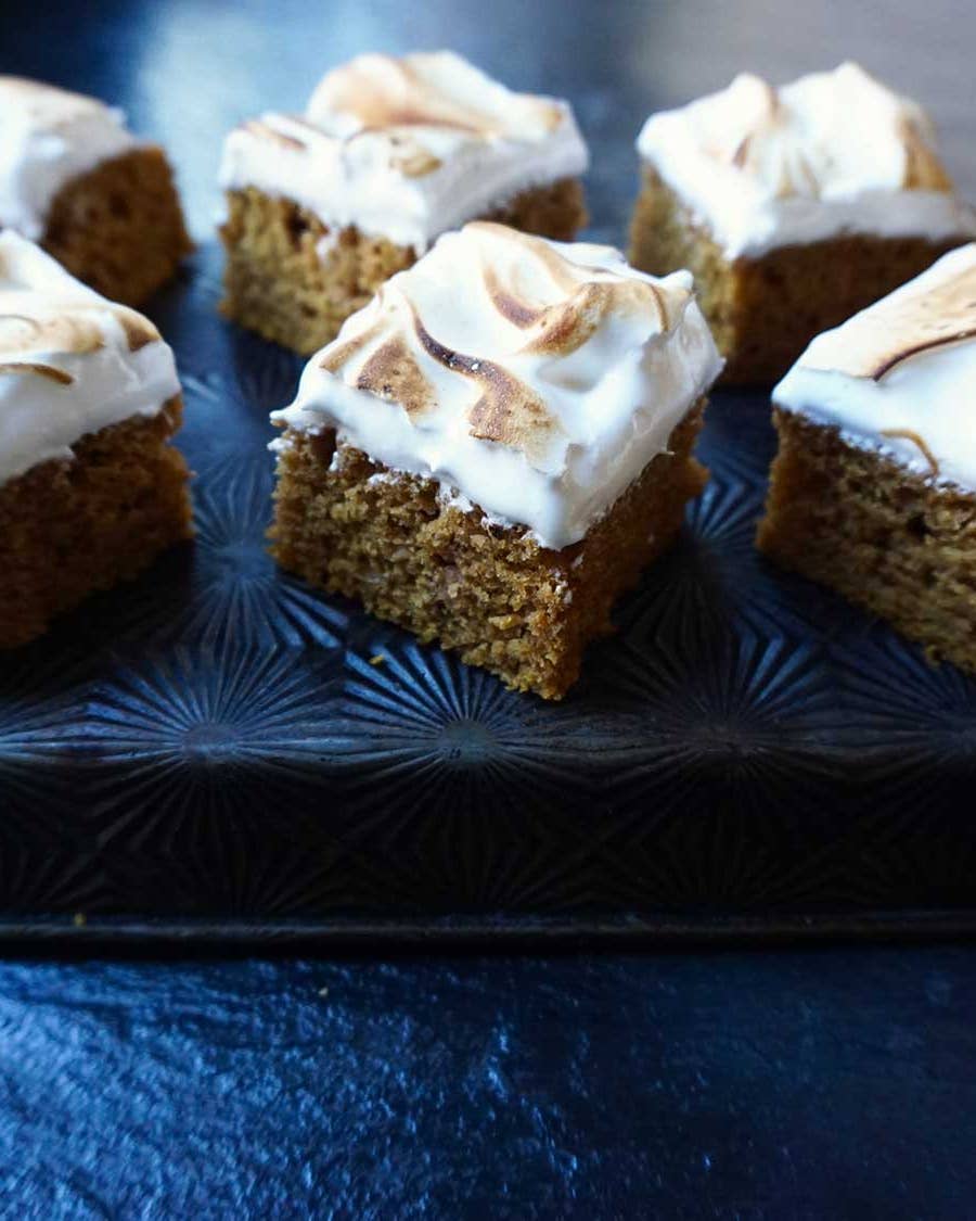 Pumpkin Spice Bars with Toasted Meringue