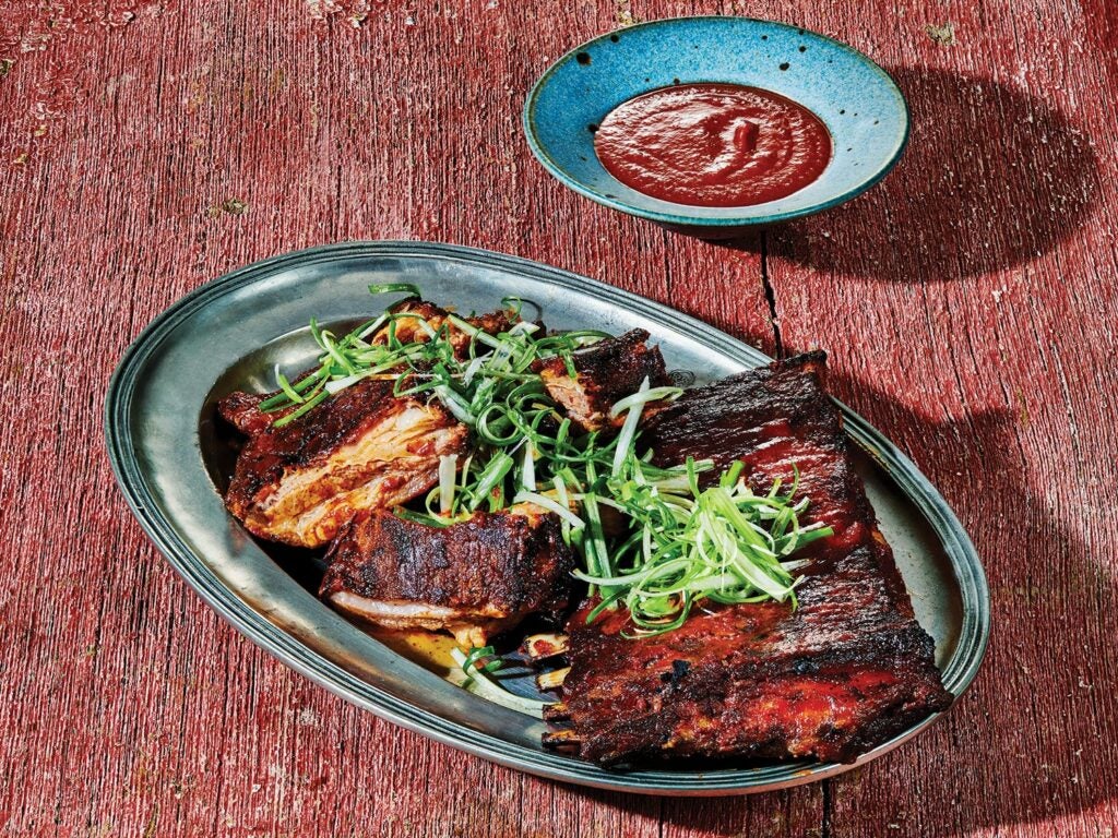 Lamb Ribs with Spicy Harissa Barbecue Sauce