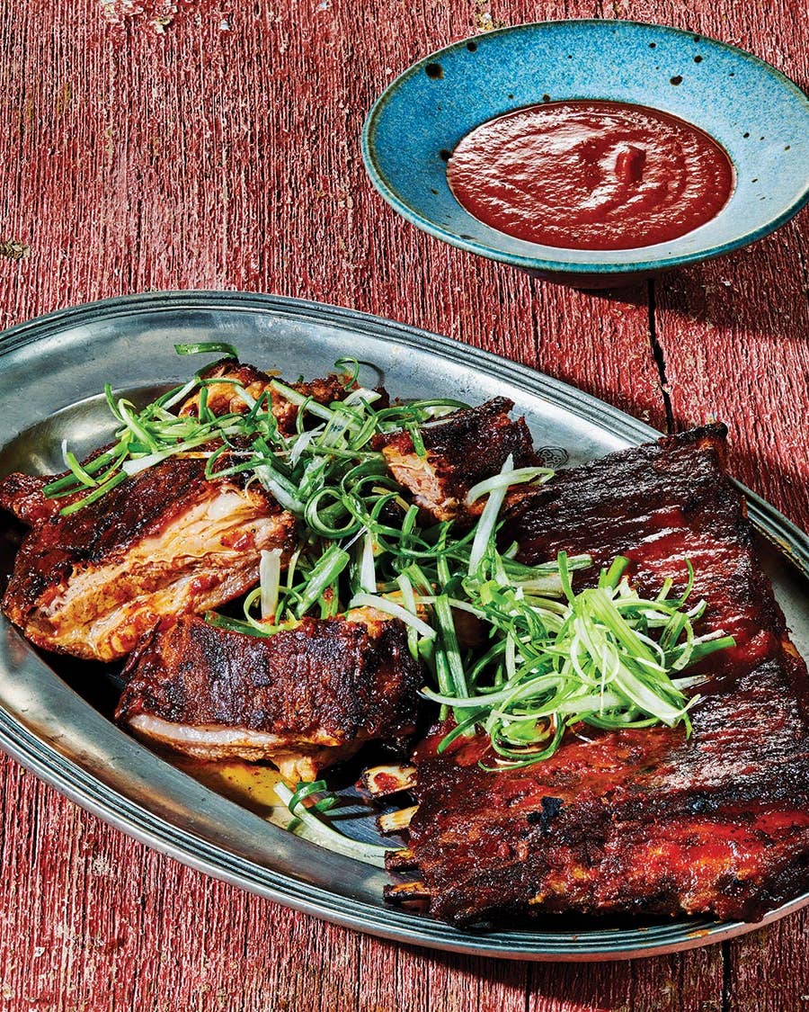 Lamb Ribs with Spicy Harissa Barbecue Sauce