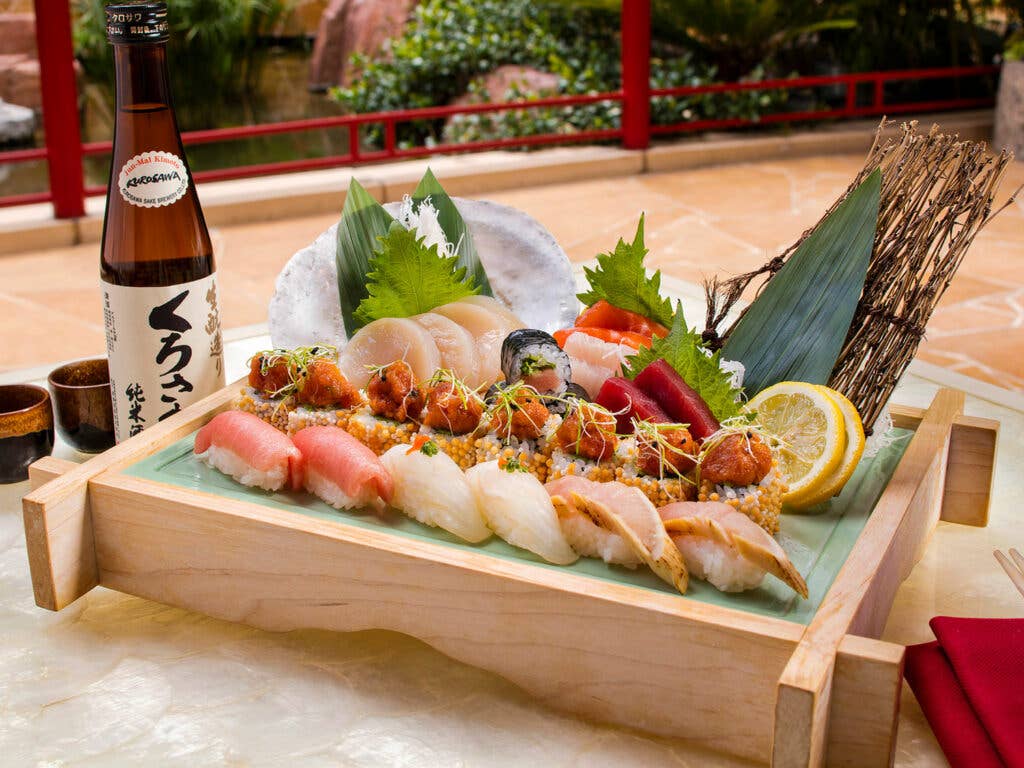 An artful sushi platter