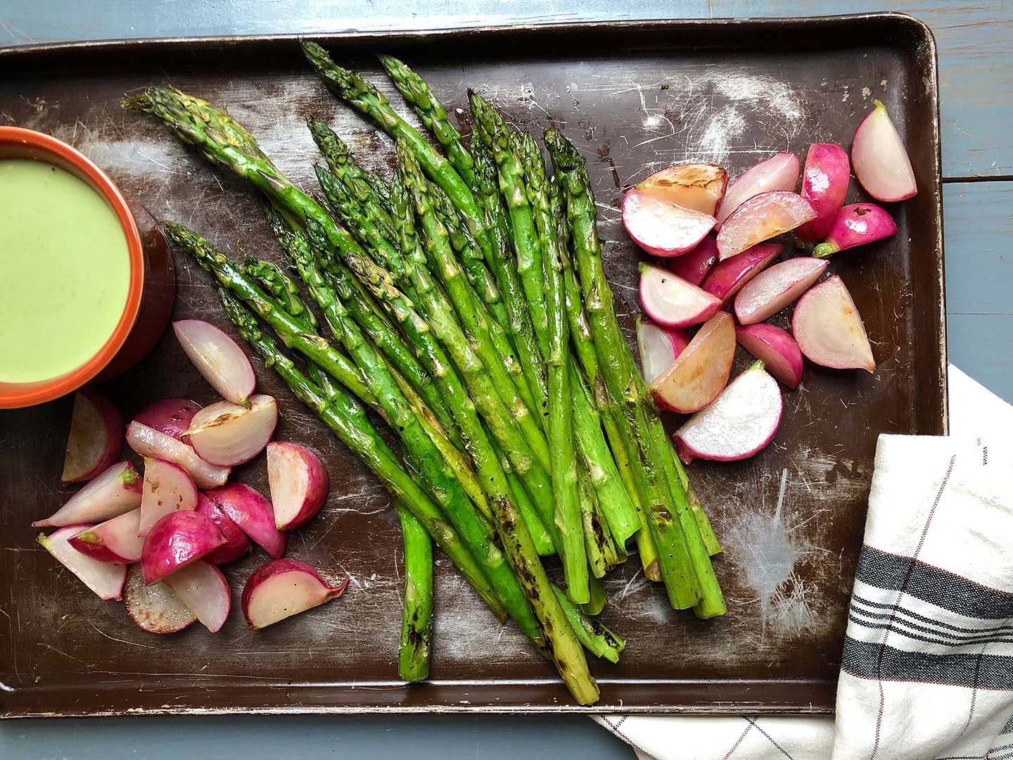 Roasted Asparagus with Tahini Ranch