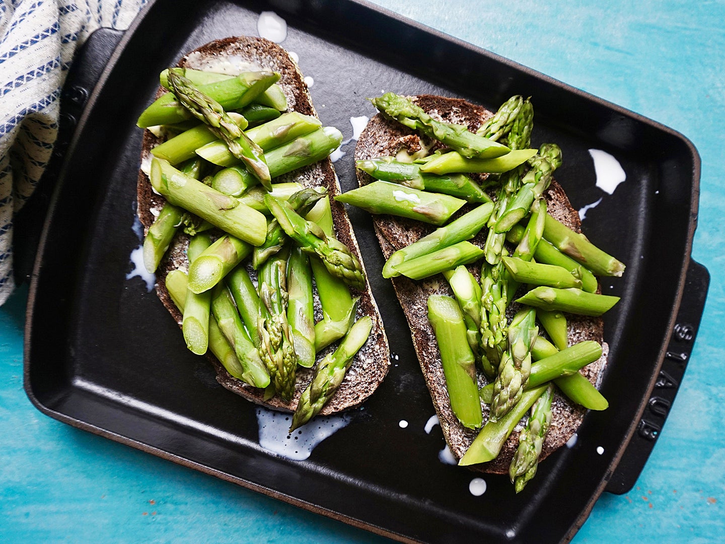 blanched asparagus toast