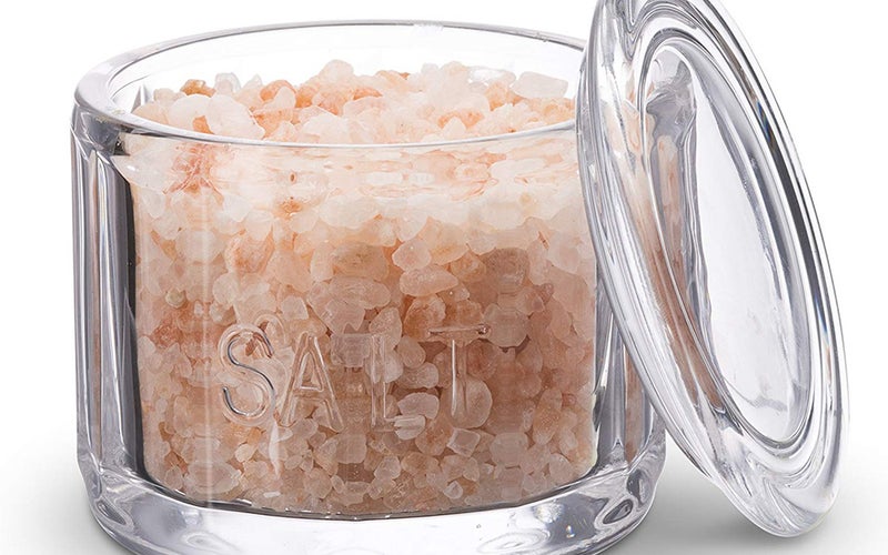 KooK Round Pressed Clear Glass Salt Cellar with Lid