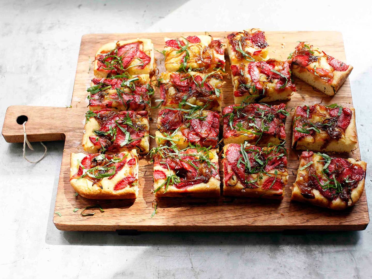 Strawberry Focaccia with Maple-Balsamic Onions