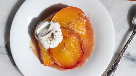Roasted Peaches in Bourbon Syrup with Smoked Salt