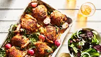 Shawarma-Spiced Chicken Thighs with Roasted Radishes-image
