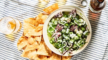 Ceviche Verde with Homemade Tortilla Chips