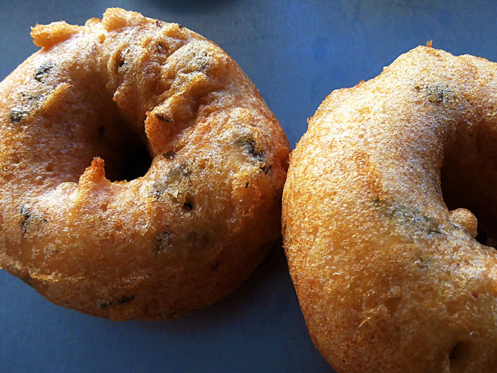 Vadai on blue background.