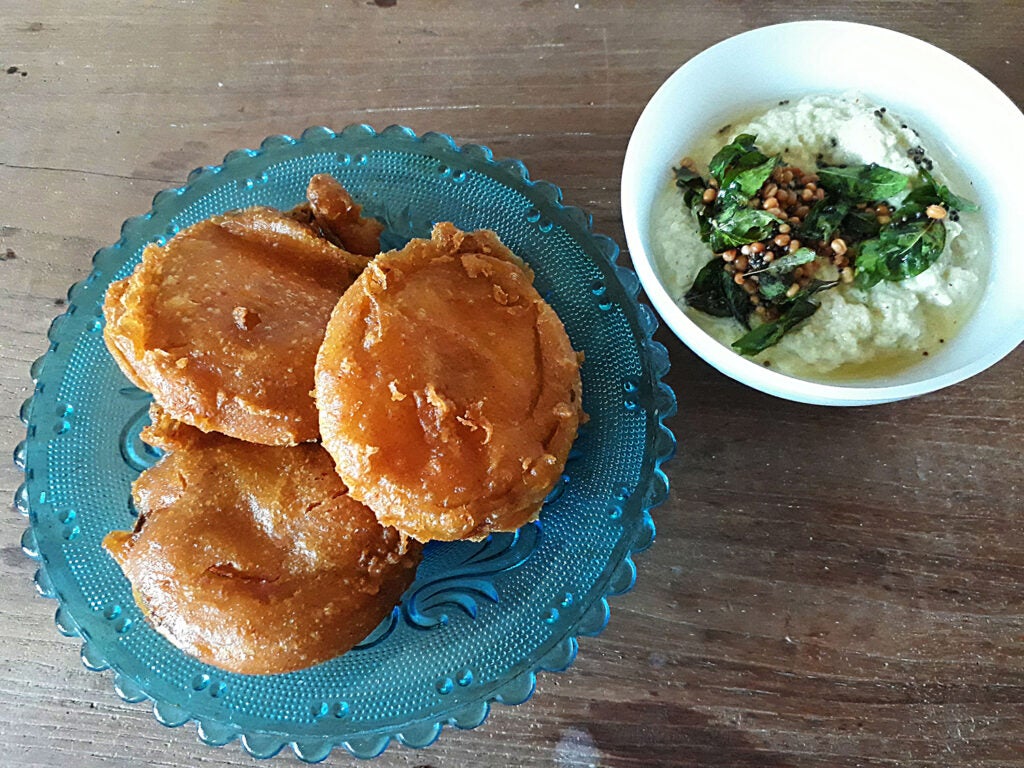 Bhaji on serving plate.