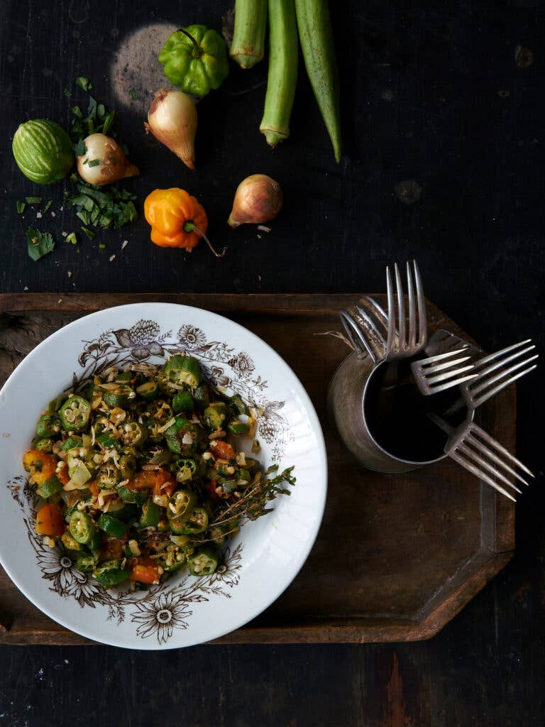 Caribbean-Style Sautéed Okra in bowl.