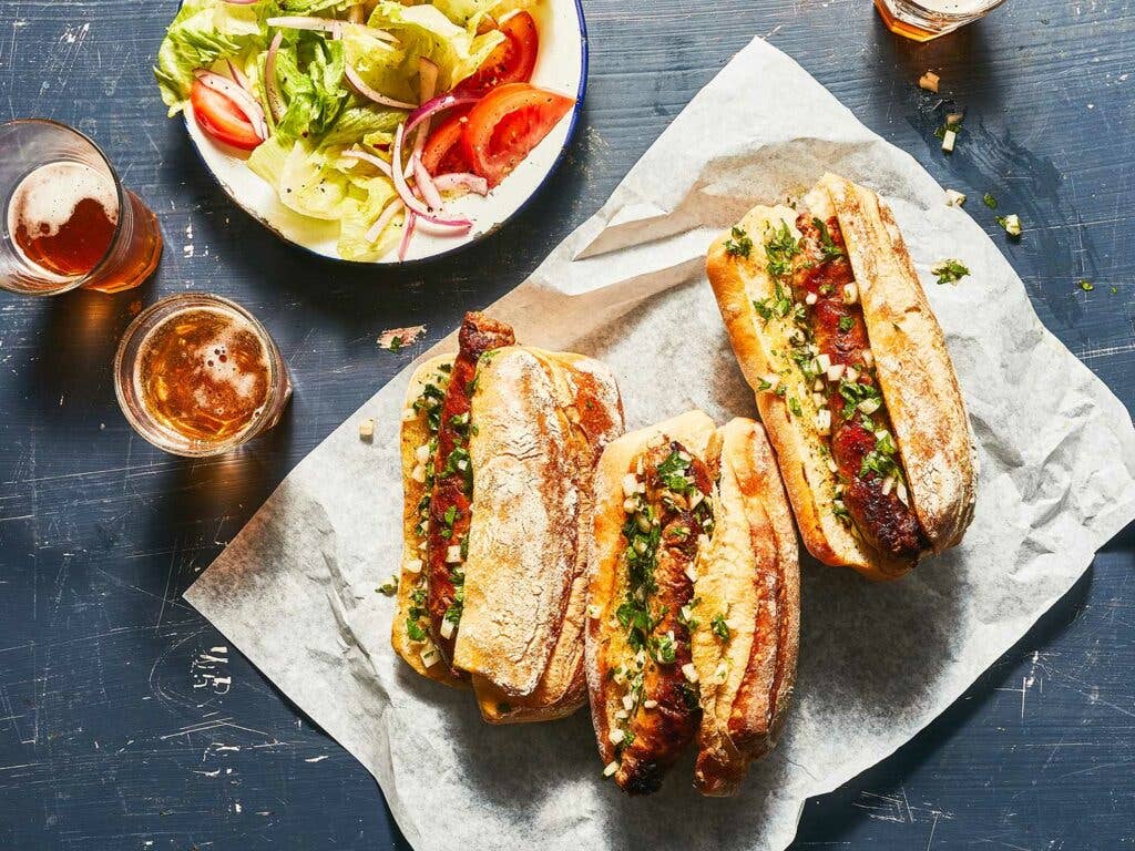 Grilled Chorizo Sandwiches with Chimichurri (Choripán)