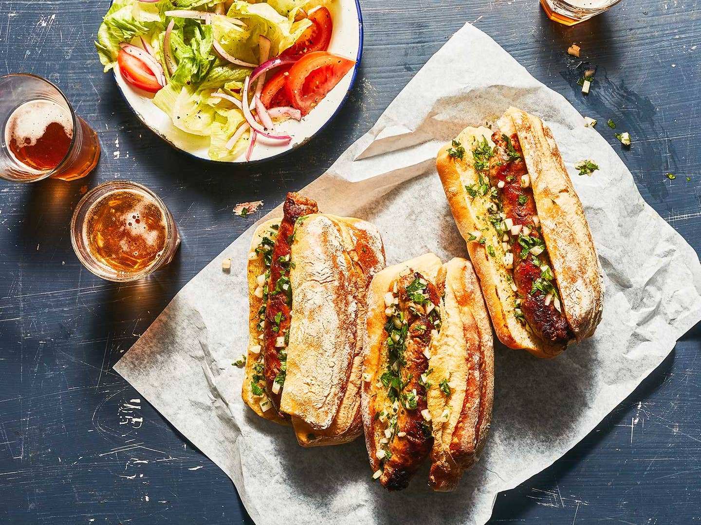 Grilled Chorizo Sandwiches with Chimichurri (Choripán)