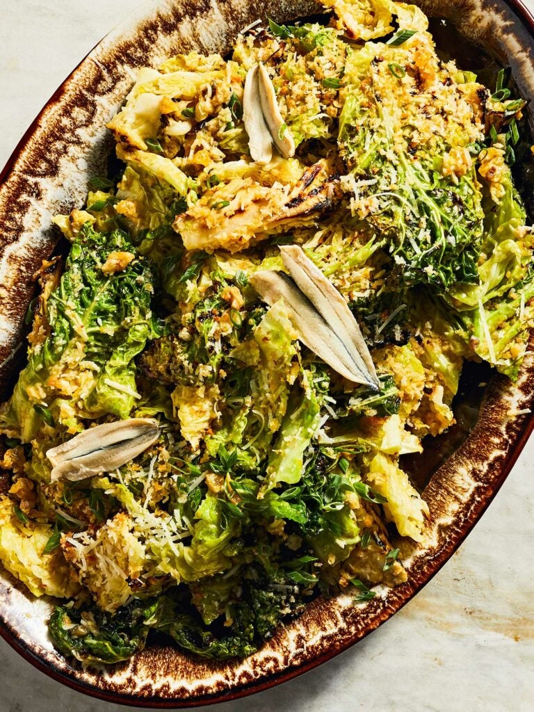 Grilled Cabbage Caesar Salad