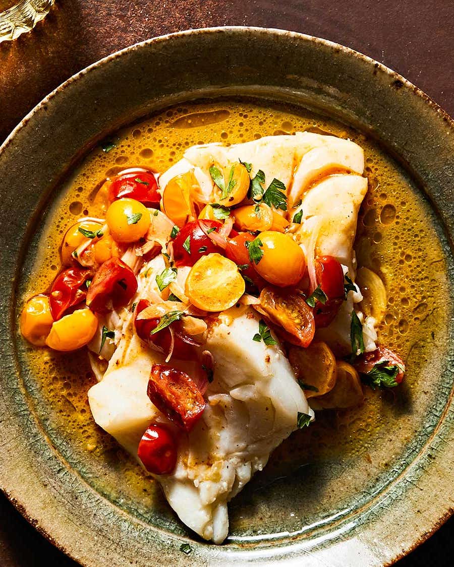 Skillet Cod With Brown-Butter Tomato Sauce Skillet Cod with Brown-Butter Tomato Sauce