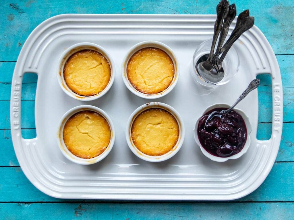 Baked Ricotta with Orange Blossom-Cherry Sauce