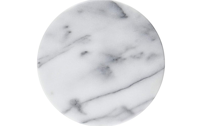 Creative Home Natural Marble 8" Diam. Trivet, Cheese Board, White