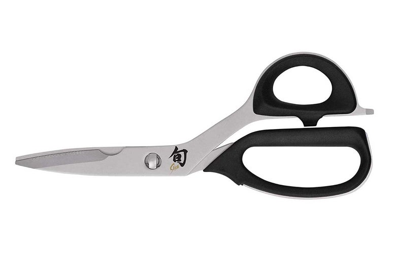 Shun Premium Kitchen Shears; Stainless Steel Construction with Elastomer Grips for Comfortable Use; Notched Blade Convenient for Cutting Stems and Small Bones; Blades Separate for Easy Cleaning