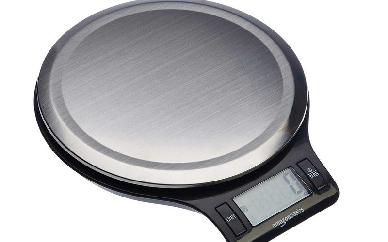 AmazonBasics Stainless Steel Digital Kitchen Scale with LCD Display, Batteries Included