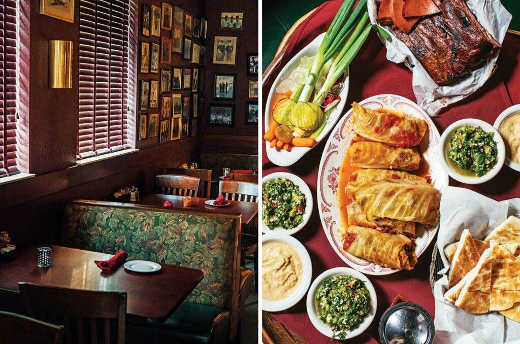 The Last Lebanese Steakhouse in Tulsa, Oklahoma. Seating and food.
