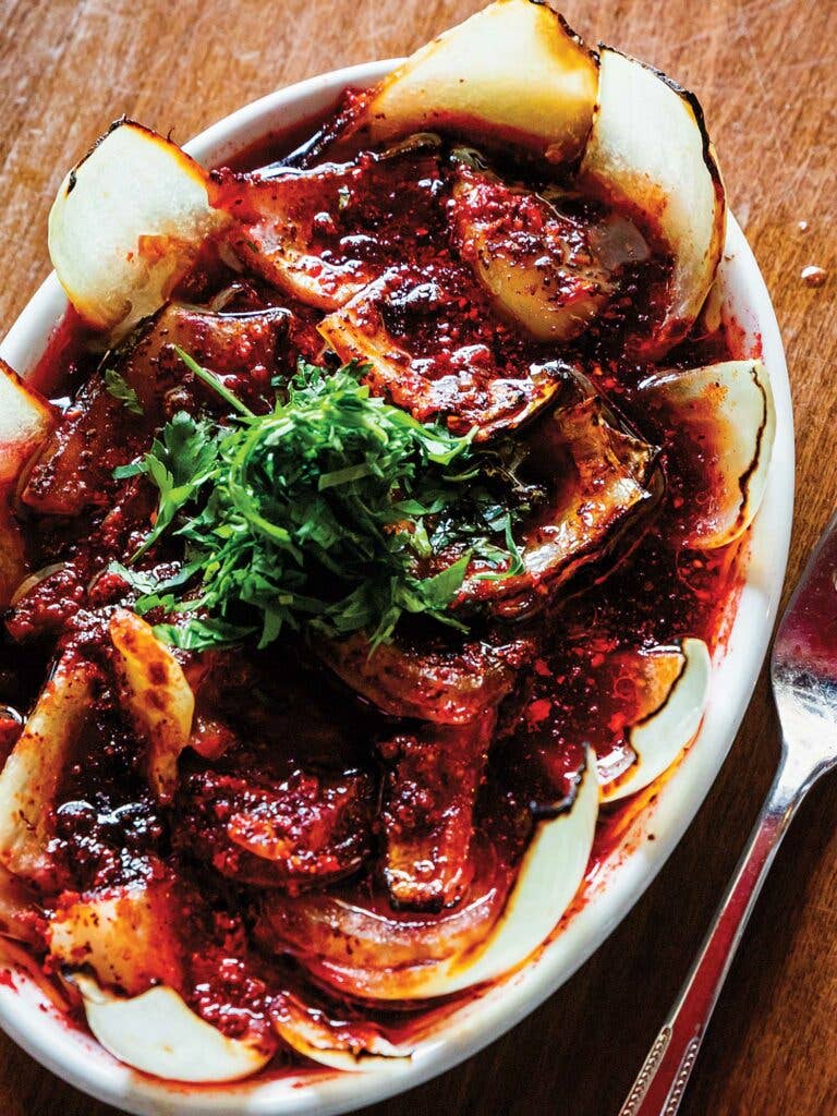 Grilled Onion Salad with Sumac and Herbs