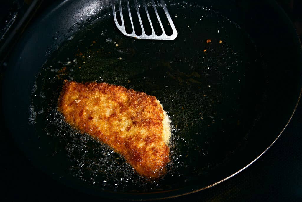 meat cutlet fried in a pan