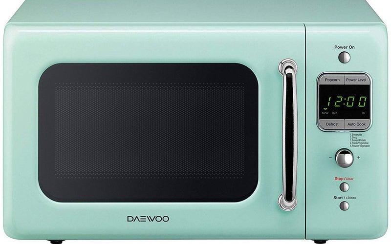 Daewoo Retro Countertop Microwave Oven 0.7 Cu. Ft., 700W | Mint Green