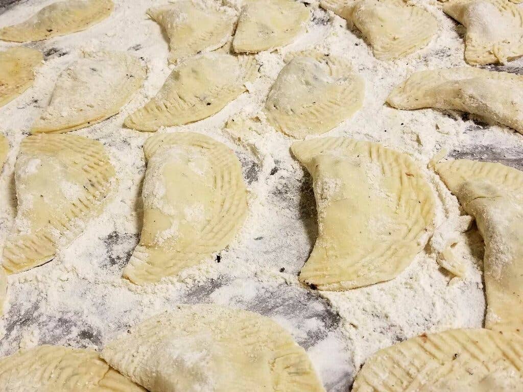 Fried chocolate pies in progress at Batten’s Bakery in Paragould.