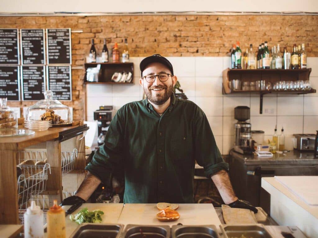 Jacob Eichenbaum-Pikser at his shop Sheikob’s Bagels.