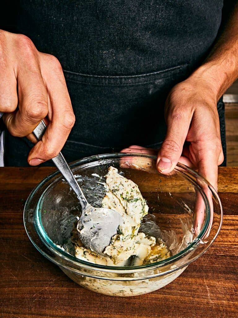 Compound butter with fresh dill and lemon juice.