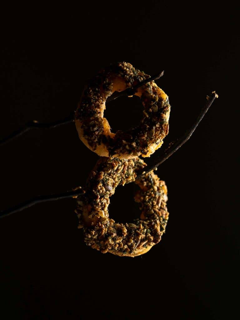 The beer-battered squash rings were dramatically served on branches for guests to “pick” their own.