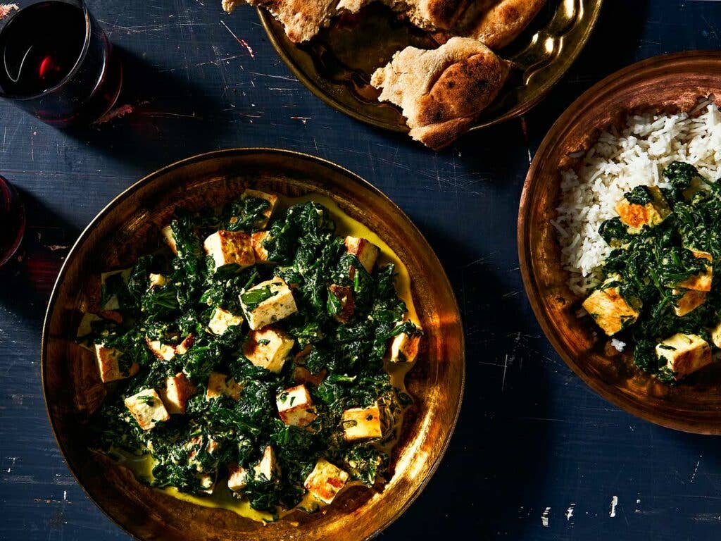 Saag Paneer (Spinach with Fresh Indian Cheese)