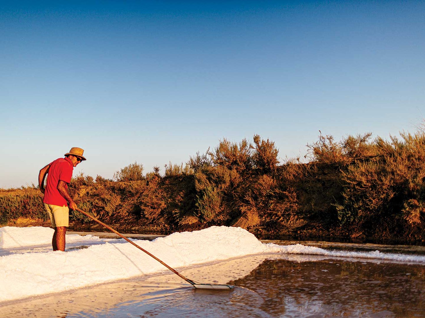 Jorge Raiado harvests salt in Castro Marim, Portugal.