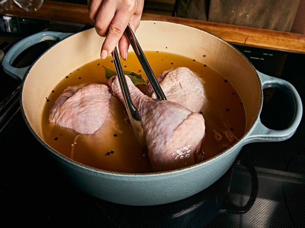 Turkey in cast iron Dutch oven.