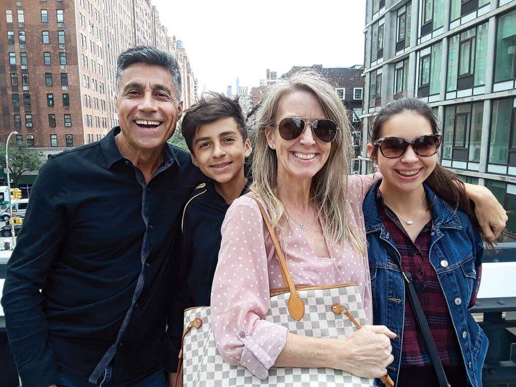 Connie ­McCabe with her husband, Ivan Pedreros, and their children, Max and Leila.