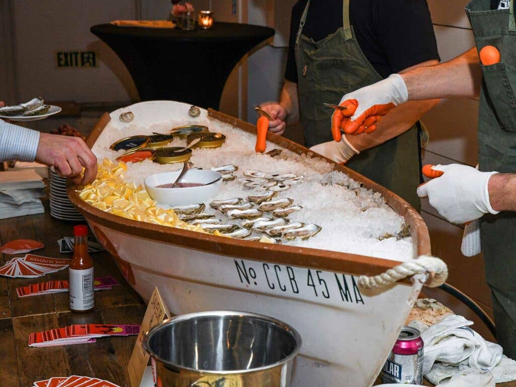 Island Creek Oysters of Duxbury, Massachusetts, manned the raw bar with a sampling of fresh oysters and caviar.