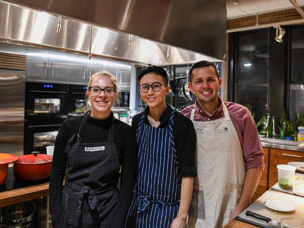 Gabrielle Lenart and Jessie Yu Chen of This Queer Kitchen, and SAVEUR Test Kitchen Assistant Ryan Haber.